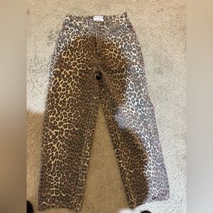 Leopard Print Barrel Leg Pants